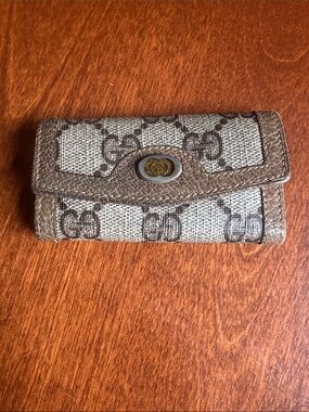 Vintage Gucci Tan and Brown GG Canvas Key Case